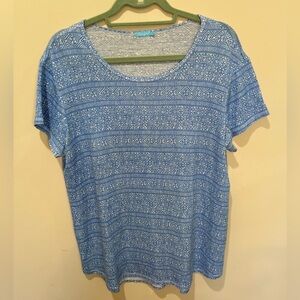 J. McLaughlin Blue Print Lightweight Linen Top‎ Sz Large